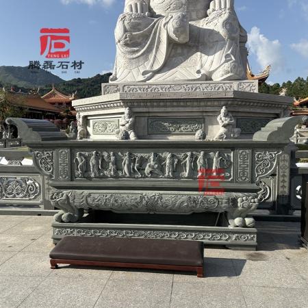 石雕供桌定制 寺廟祠堂石神臺 青石浮雕供桌古建祭祀石案加工